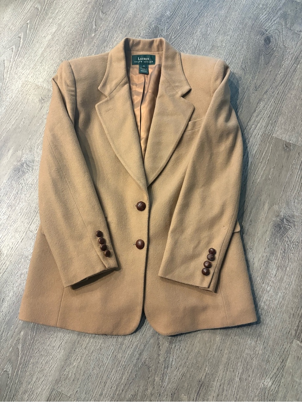 Ralph Lauren Camel Wool-Blend Single-Breasted Blazer